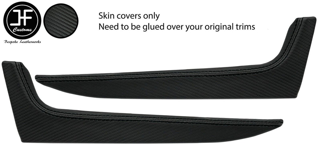 BLACK STITCH 2X DOOR POCKET TRIM CARBON VINYL COVERS FOR SMART ROADSTER 452
