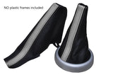 BLACK & GREY STRIPE LEATHER GEAR & HANDBRAKE GAITER FITS BMW MINI COOPER 01-06