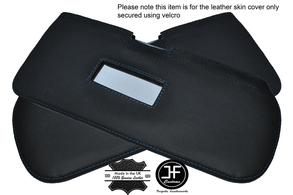 BLUE STITCHING 2X SUN VISORS LEATHER COVERS FITS FIAT 126 STYLE 2 CUSTOM NEW