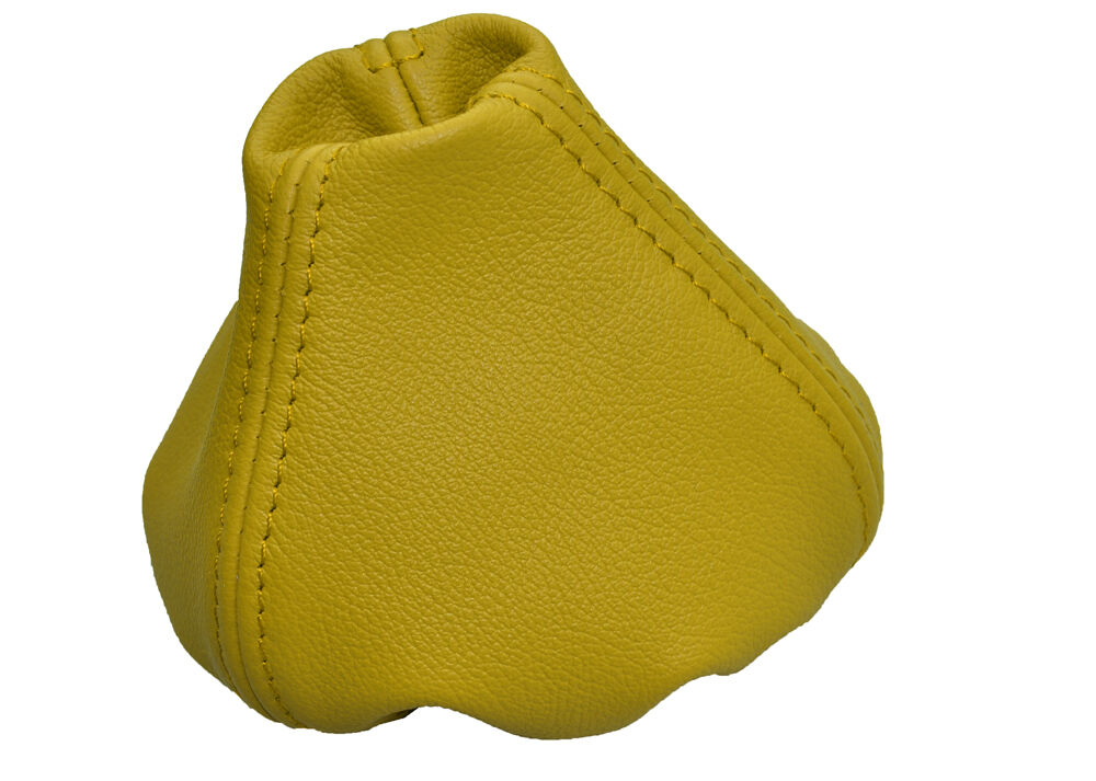 FITS FIAT 500  & 500 ABARTH  2007-2013 GEAR GAITER  YELLOW LEATHER DOUBLE STITCH
