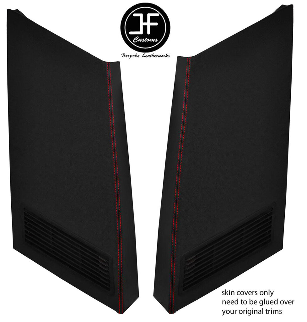 RED STITCH 2X REAR EXTERIOR D PILLAR VINYL COVERS FITS RANGE ROVER CLASSIC
