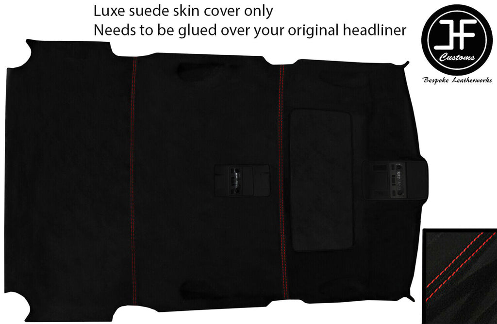 RED  STITCH ROOF HEADLINING LINER LUXE SUEDE COVER FITS RANGE VOGUE L322 02-10