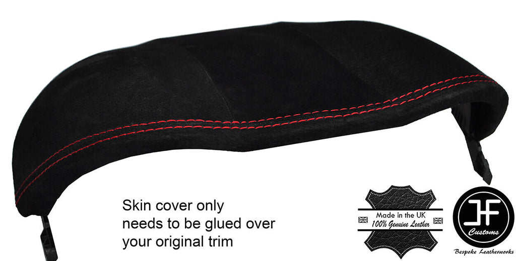 RED STITCHING BINNACLE SPEEDO HOOD REAL SUEDE COVER FITS JAGUAR F TYPE 12-17