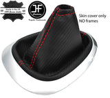 RED STITCH CARBON FIBER VINYL MANUAL GEAR GAITER FITS NISSAN JUKE 2010-2016