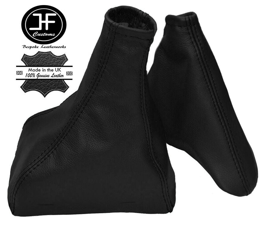 BLACK REAL LEATHER MANUAL GEAR HANDBRAKE GAITER SET FOR JAGUAR X-TYPE 2001-2009