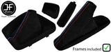 BLACK & TRI STITCH SUEDE MANUAL GAITER SET+PLASTIC FRAME FOR BMW 3 E36 91-99