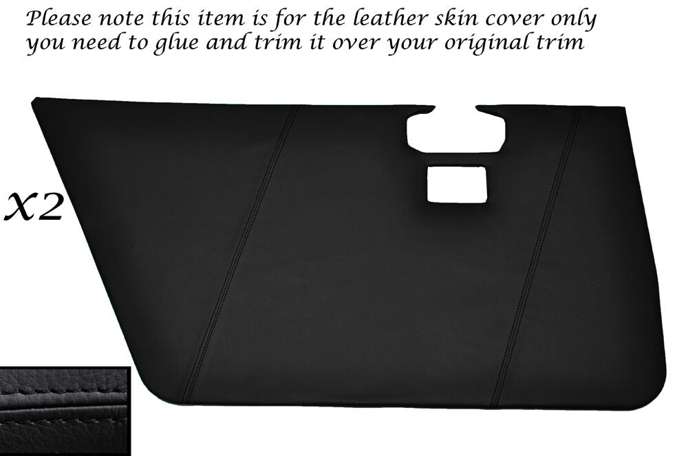BLACK STITCH 2X REAR DOOR CARDS LEATHER SKIN COVERS FITS JAGUAR XJ6 SERIES 3