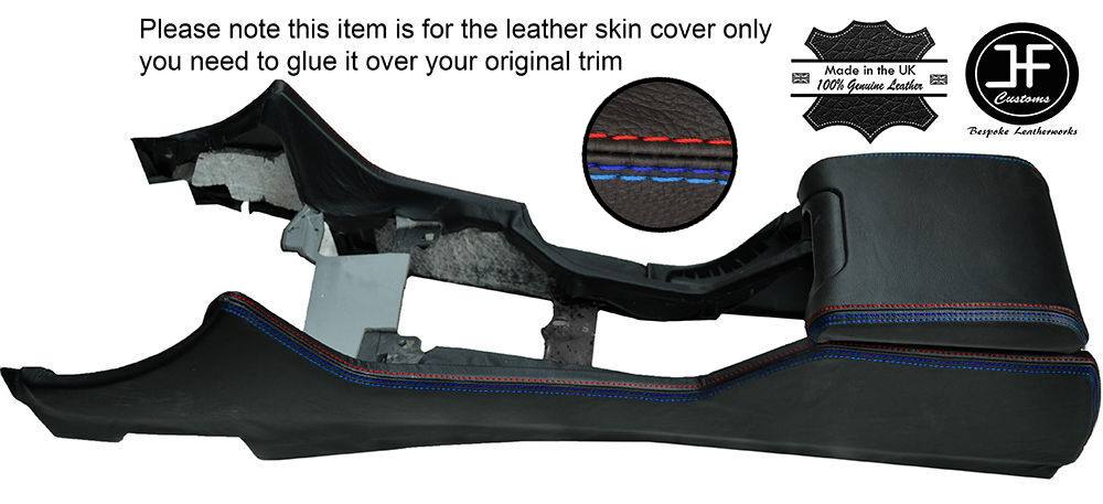 TRI STITCHING CENTRE CONSOLE & ARMREST LEATHER COVERS FITS BMW E39 1996-2003