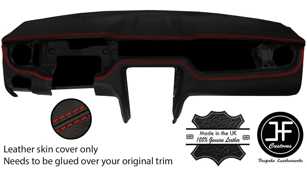 RED STITCH DASH DASHBOARD REAL LEATHER COVER FITS FORD MUSTANG 2010-2014
