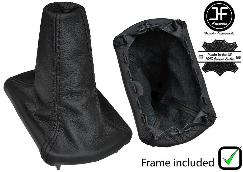 BLACK STITCH LEATHER GEAR GAITER+PLASTIC FRAME FITS FIAT BRAVO MK1 1995-2001