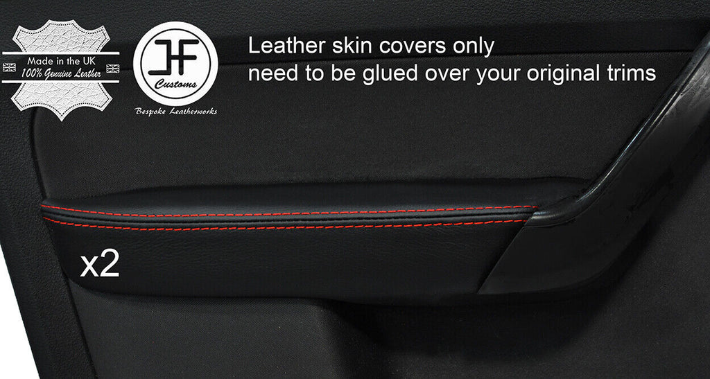 RED STITCH 2X REAR DOOR ARMREST LEATHER COVERS FITS VW TOURAN 2003-2010