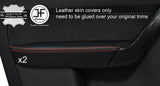RED STITCH 2X REAR DOOR ARMREST LEATHER COVERS FITS VW TOURAN 2003-2010