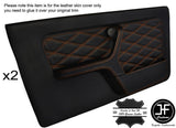 ORANGE DIAMOND STITCH 2X FRONT DOOR CARD LEATHER COVERS FOR BMW E30 COUPE