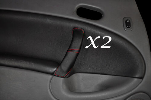 RED STITCH FITS SAAB 95 9-5  2X REAR LEATHER DOOR HANDLE COVERS 1997-2005 ONLY