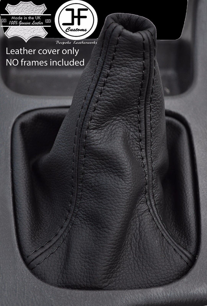 BLACK DOUBLE STITCHING MANUAL LEATHER GEAR GAITER FITS SUBARU IMPREZA 1998-2000