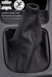 BLACK DOUBLE STITCHING MANUAL LEATHER GEAR GAITER FITS SUBARU IMPREZA 1998-2000