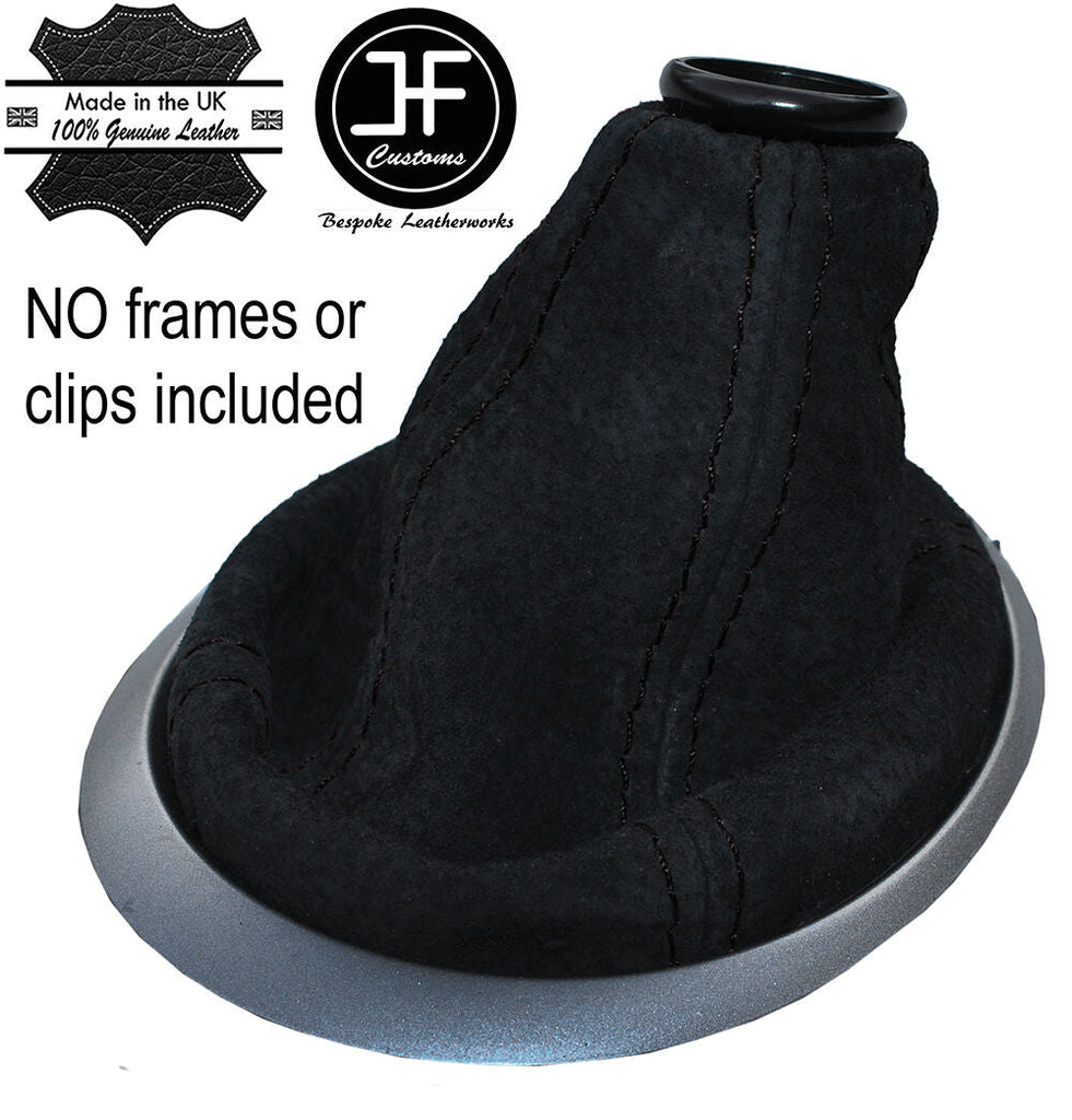 BLACK STITCHING SUEDE MANUAL GEAR GAITER FITS HONDA JAZZ 2009-2014 CUSTOM NEW