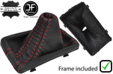 RED STITCH LEATHER GEAR GAITER PLASTIC FRAME FOR AUDI A4 B8 2008-2015 DSG