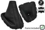 BLACK & BLACK STRIPE LEATHER GEAR GAITER+PLASTIC FRAME FITS RENAULT CLIO 12-16