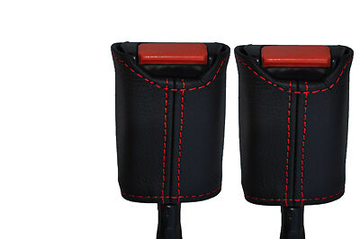 red stitching FITS FIAT X1/9 X19 73-89 2X FRONT SEAT BELT STALK LEATHER COVERS