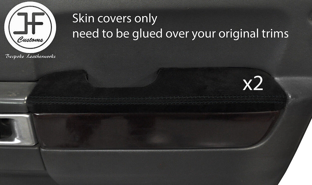 BLACK STITCH 2X FRONT DOOR ARMREST SUEDE COVERS FITS RANGE ROVER VOGUE 06-12