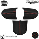 D RED STITCH LEATHER 3-SPOKE STEERING TRIM COVERS+FRAMES FOR MINI R50 R52 R53