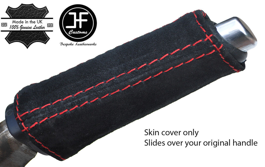 RED STITCHING HANDBRAKE HANDLE REAL SUEDE COVER FOR FORD FOCUS MK2 2005-2011