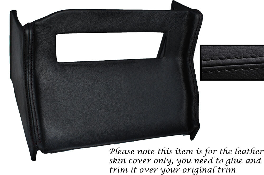 BLACK STITCH CENTRE CONSOLE RADIO SURROUND LEATHER SKIN COVER FITS MG MGB 72-76