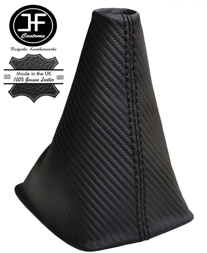 BLACK STITCHING CARBON FIBER VINYL GEAR GAITER FITS FORD FIESTA 2008-2013