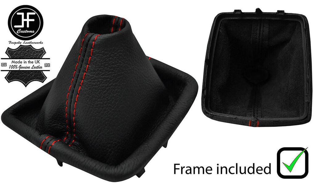 RED STITCH LEATHER GEAR GAITER+PLASTIC FRAME FOR RENAULT LAGUNA MK3 2007-2015