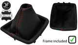 RED STITCH LEATHER GEAR GAITER+PLASTIC FRAME FOR RENAULT LAGUNA MK3 2007-2015