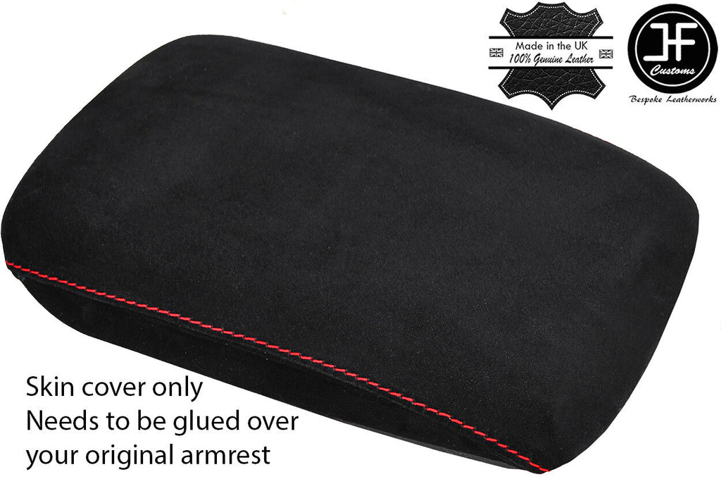 RED STITCHING REAL SUEDE ARMREST LID COVER FITS LEXUS RX350 RX450h 2010-2015
