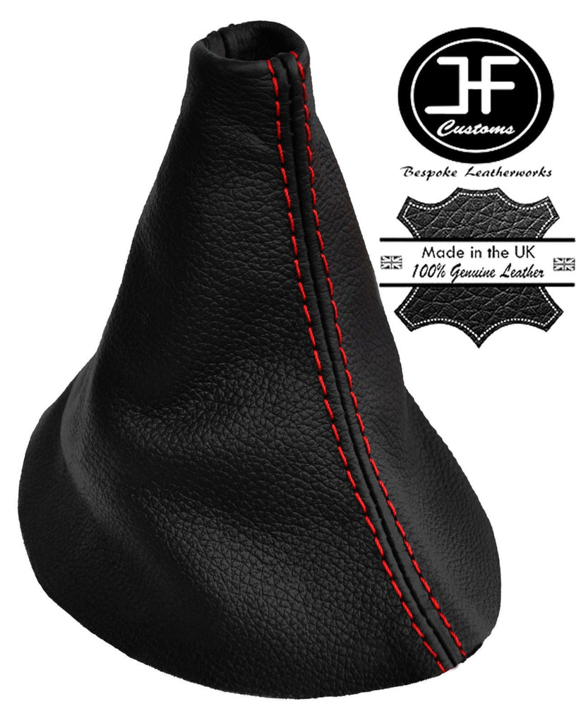 RED STITCH FITS FORD PUMA 1997-2002 BLACK REAL LEATHER GEAR GAITER CUSTOM NEW