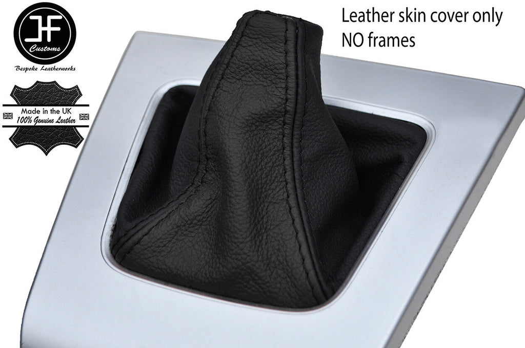 BLACK & BLACK TOP GRAIN REAL LEATHER MANUAL GEAR GAITER FITS MAZDA 5 2005-2010