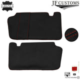 DARK RED CROSS STITCH 2X SUN VISOR LEATHER COVERS FOR NISSAN MICRA K13 10-16