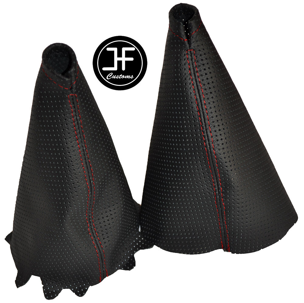 RED STITCH FITS FORD KA PERFORATED LEATHER GEAR STICK SHIFT BOOT & HANDBRAKE