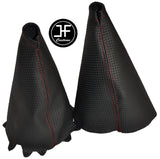 RED STITCH FITS FORD KA PERFORATED LEATHER GEAR STICK SHIFT BOOT & HANDBRAKE