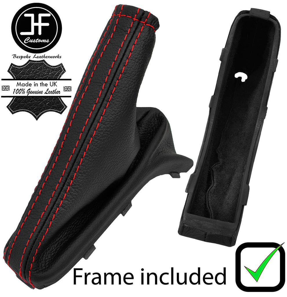 RED STITCH LEATHER HANDBRAKE+PLASTIC FRAME FOR VAUXHALL ASTRA G MK4 98-05