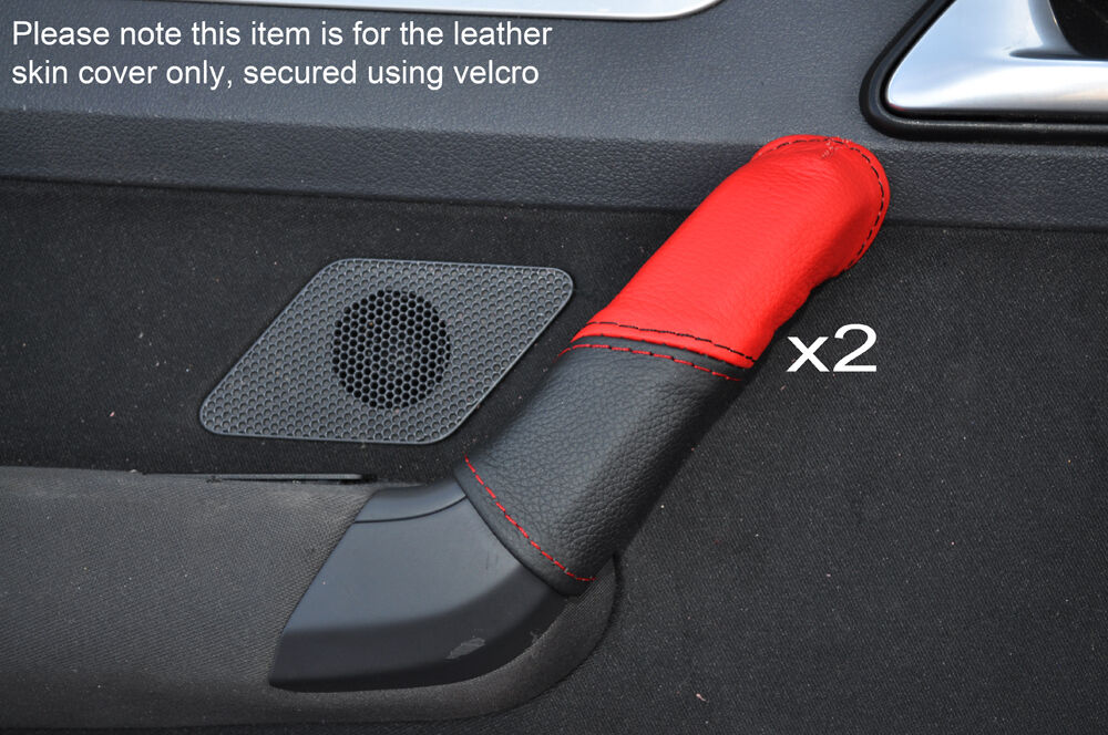 BLACK & RED 2X REAR DOOR HANDLE SKIN COVER FITS VW TOURAN  MK1 2003-2010