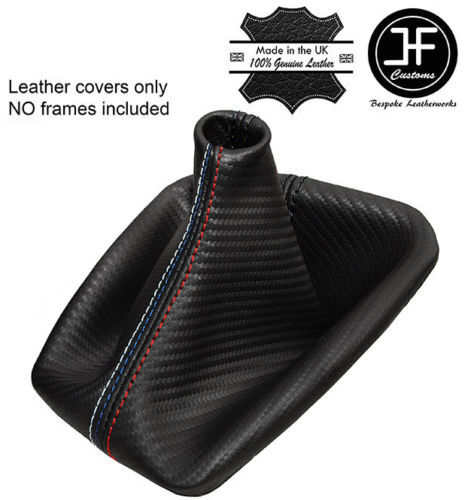 BLACK & TRI STITCH CARBON FIBRE LOOK GEAR GAITER FITS BMW E36 E46 91-05