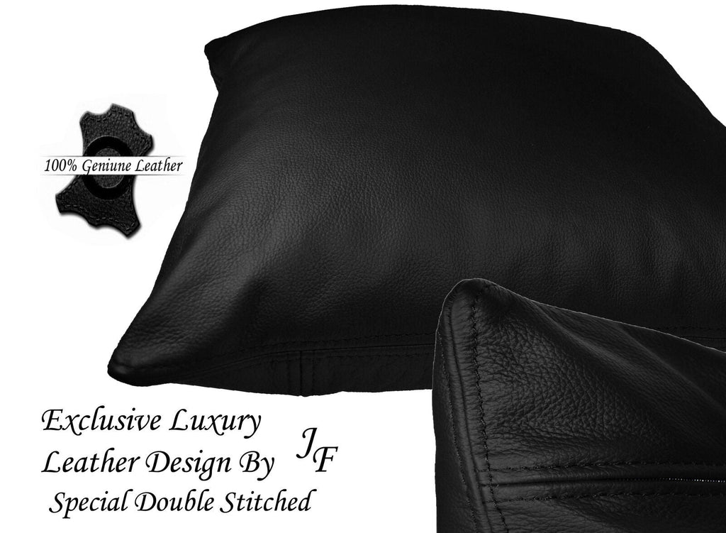 1X BLACK EXCLUSIVE LUXURY GENUINE LEATHER CUSHION DOUBLE STITCHED 20" x 20"