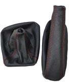 FITS BMW  E46 1998-2005 GEAR HANDBRAKE GAITER RED DOUBLE STITCH LEATHER
