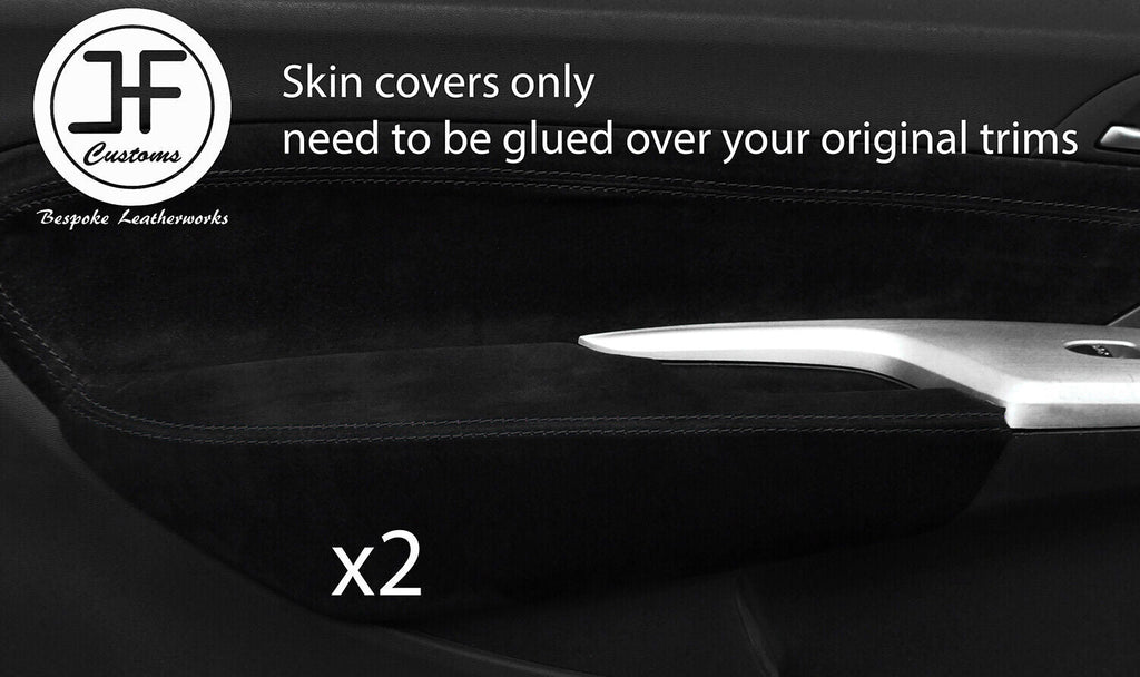 BLACK STITCH 2X DOOR ARMREST SUEDE COVER FOR HONDA CIVIC TYPE R 06-12 STYLE2 3D
