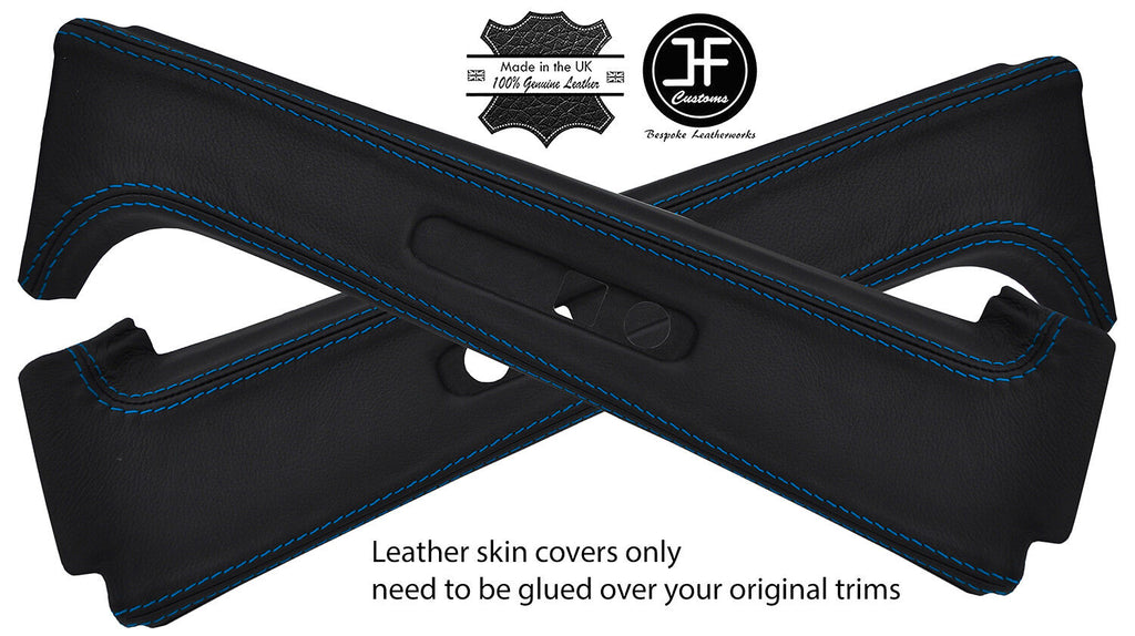 BLUE STITCH 2X B PILLAR LEATHER COVERS FITS BMW 3 SERIES E36 COMPACT 1993-2000