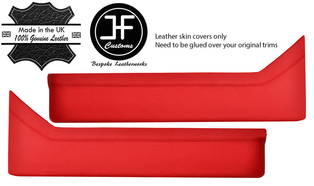 RED REAL LEATHER 2X DOOR POCKET TRIM COVERS FITS ROVER P5 V8 SALOON CUSTOM NEW