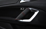 RED STITCHING 2X DOOR HANDLE LEATHER SKIN COVERS FITS PEUGEOT 308 2013-2015