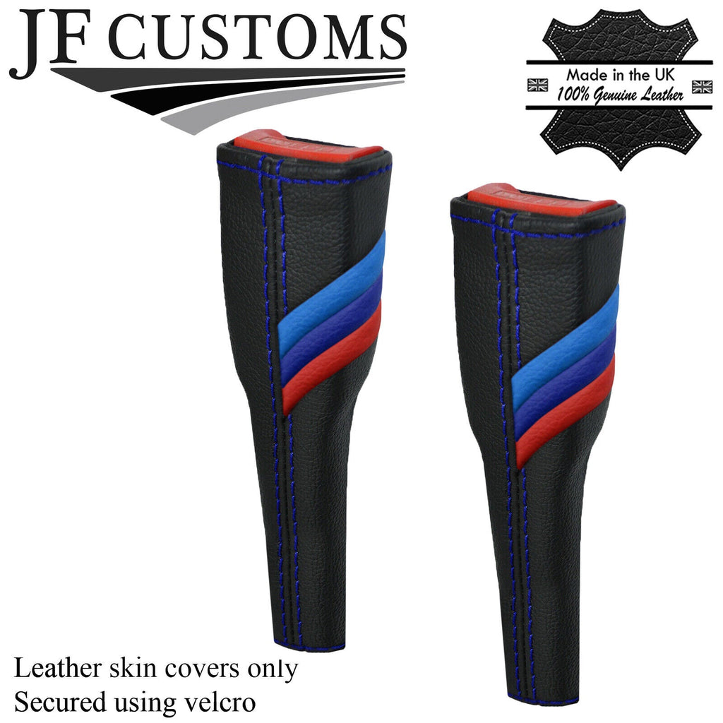 BLUE STITCH TRI STRIPE 2X SEAT BELT LONG COVERS FOR BMW 3 SERIES F80 13-18