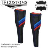 BLUE STITCH TRI STRIPE 2X SEAT BELT LONG COVERS FOR BMW 3 SERIES F80 13-18