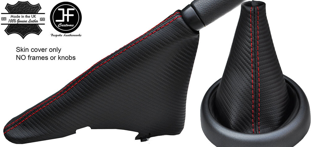 RED STITCH CARBON VINYL GEAR HANDBRAKE GAITER FOR BMW MINI R50 R52 R53 01-06