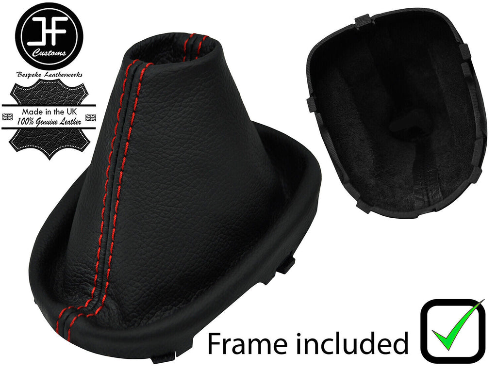 RED STITCH REAL LEATHER GEAR GAITER + PLASTIC FRAME FITS MG MG3 2011-2018